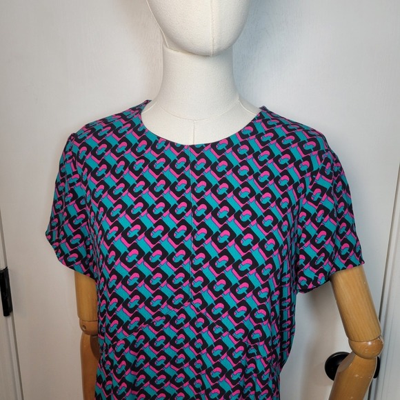Diane Von Furstenberg Carlotta T-Shirt Dress Soft Abstract Print Midi Size M - Picture 3 of 12